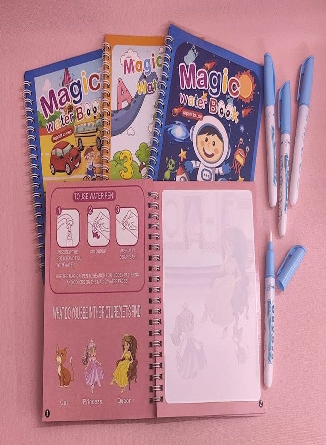 Tera13 TERA 13 (5 Piece Magic Water Cooring Book For Return Gifts Magic Water Coloring Books With Drawing Reusable Water-Reveal Activity Pad,Water Pen For Kids Return Gifts For Kids Birthday Party,30 Pages - Image 1